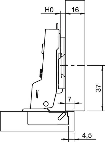 Петля Metalla 110 SM полунакладная, УО 105°, 48/6, h=12 мм, SC